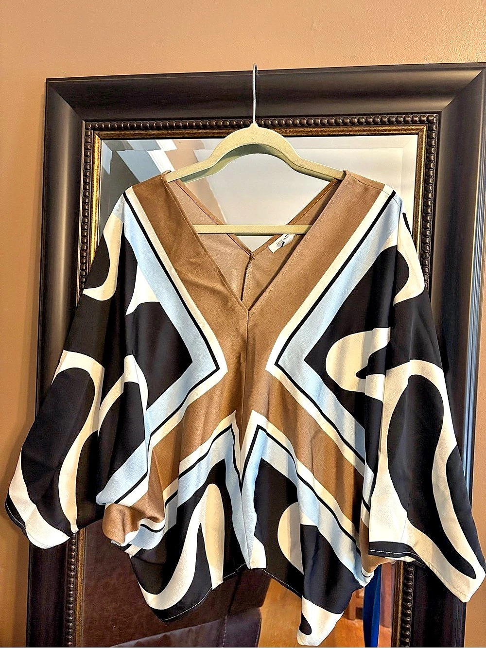 Nine West Geometric Tunic in Black & Brown Size Large - Picture 2 of 9